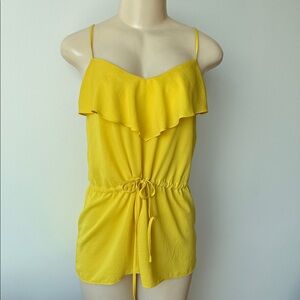 Banana Republic Yellow Ruffle Camisole Medium Feminine Flirty Resort Wear
